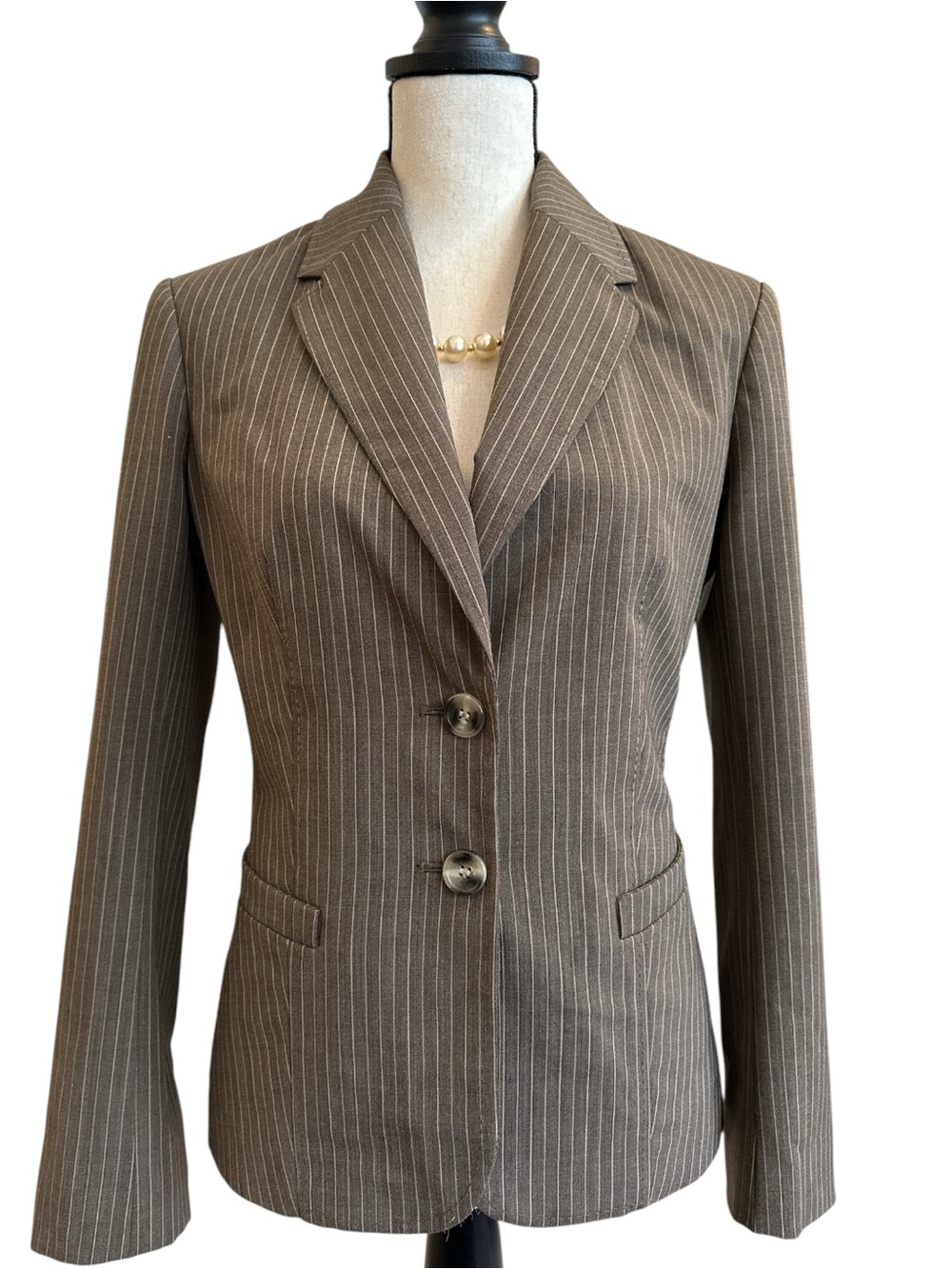 The Limited Tailored Blazer Jacket Brown Pinstripe Y2K Office Siren Size 6